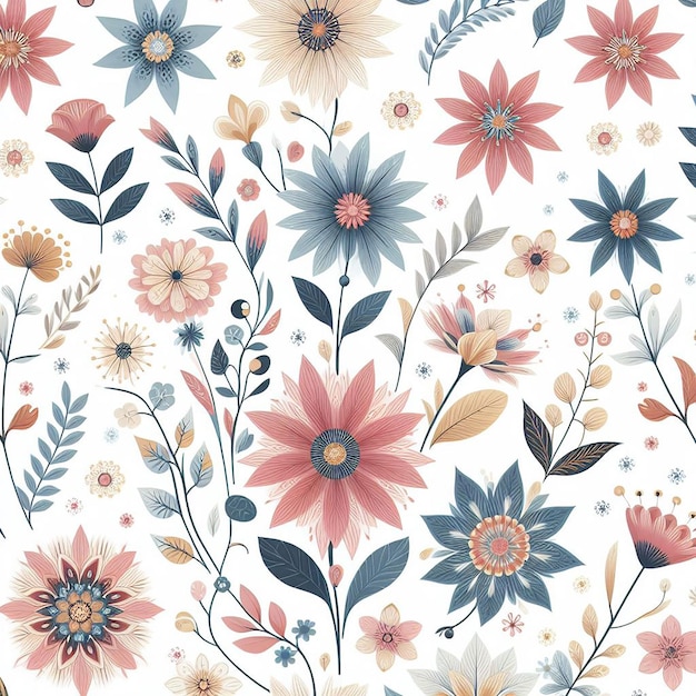 PSD 美しいカラフルな花のシームレスなパターン