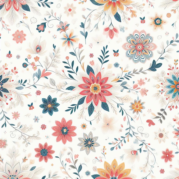 PSD beatiful colorful flower seamless pattern