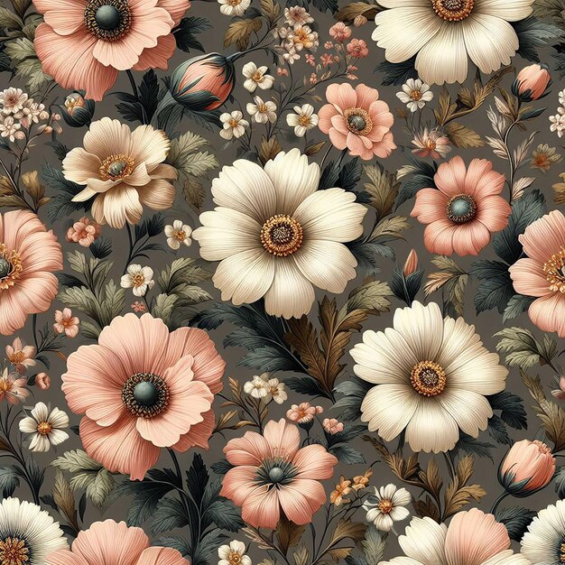 PSD beatiful colorful flower seamless pattern