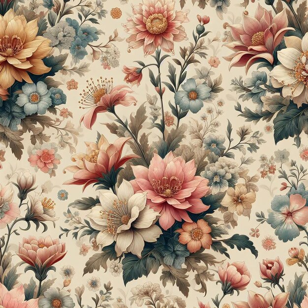 PSD beatiful colorful flower seamless pattern