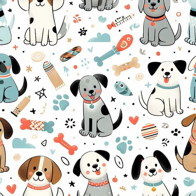 Beatiful dog seamless pattern