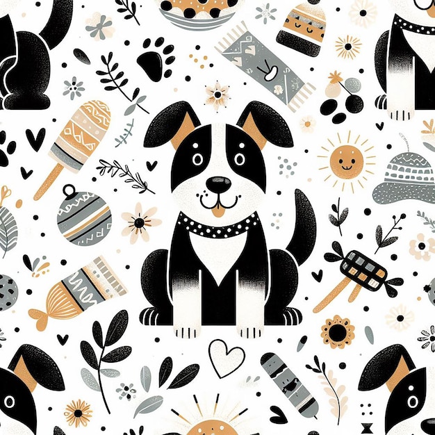 PSD beatiful dog seamless pattern