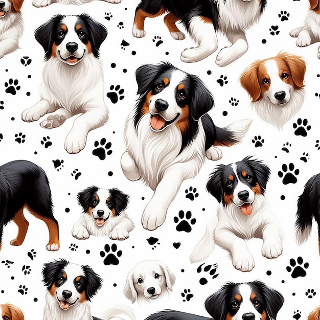 Beatiful dog seamless pattern