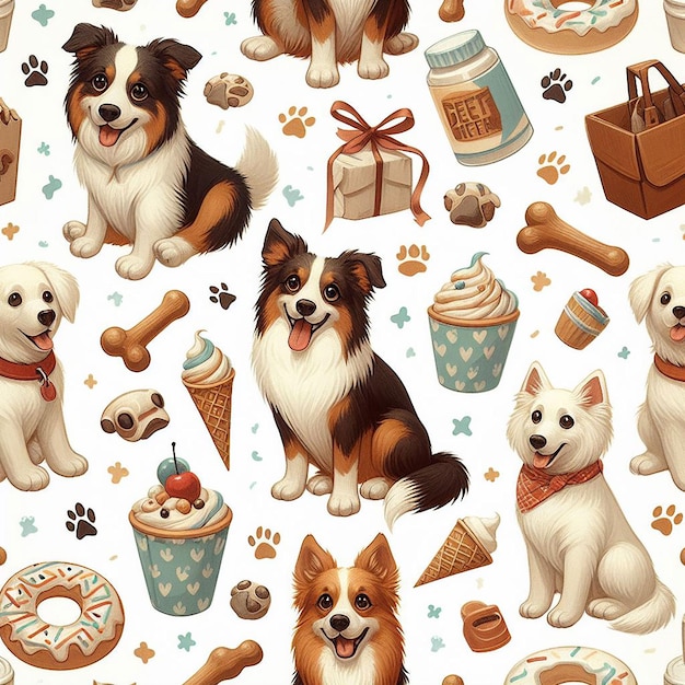 PSD beatiful dog seamless pattern