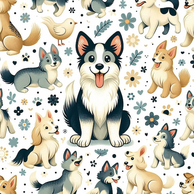 PSD beatiful dog seamless pattern