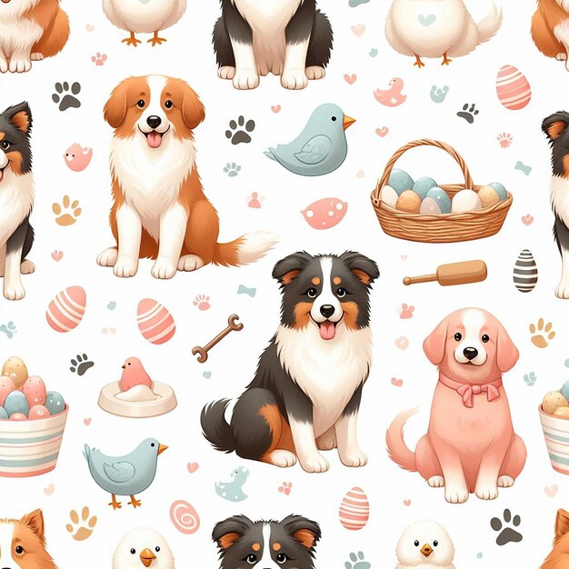 Beatiful dog seamless pattern