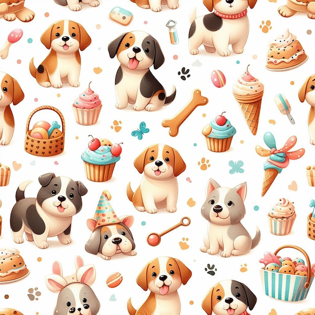 PSD beatiful dog seamless pattern