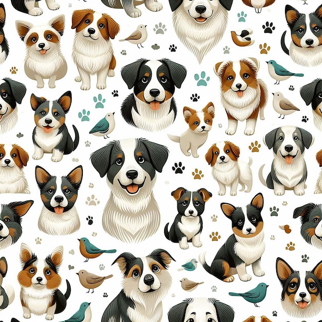 PSD beatiful dog seamless pattern