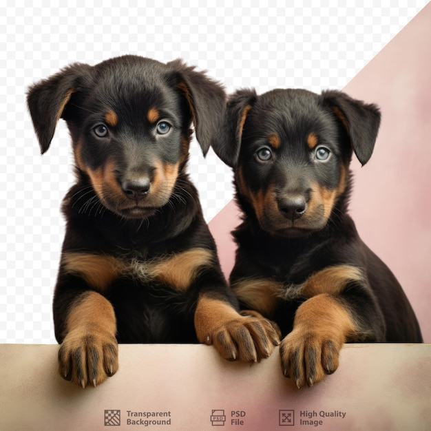 PSD beauceron puppies against transparent background