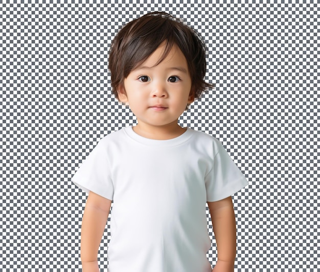 PSD 白い背景に隔離された白いtシャツを着た美しい2歳の子供