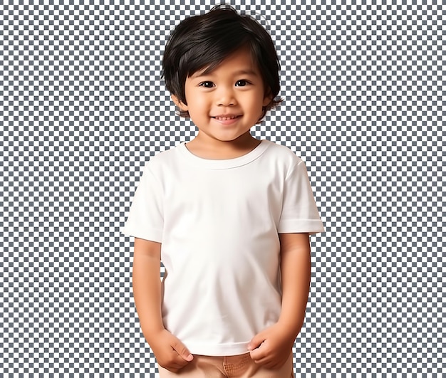 PSD 白い背景に隔離された白いtシャツを着た美しい2歳の子供