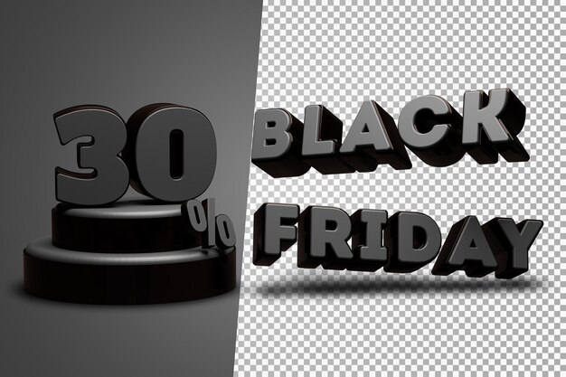 Beautiful 30 percent black friday 3d render isolated