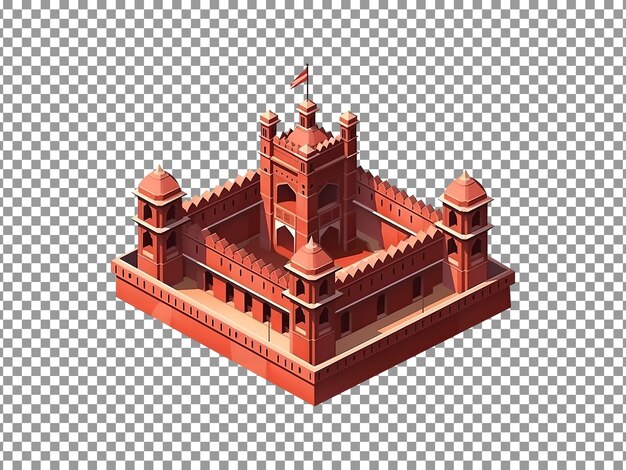 PSD beautiful 3d redfort model isolated on transparent background