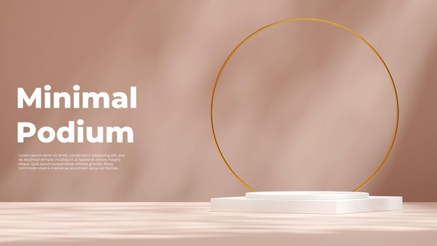 Beautiful 3d rendering image mockup template minimal podium product in landscape with gold ring