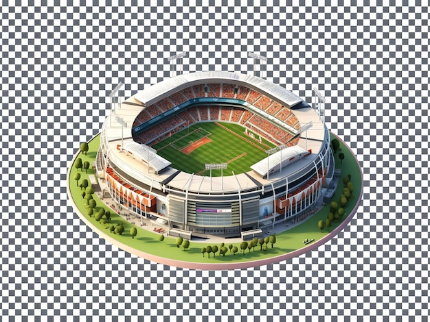 PSD beautiful 3d sports stadium model isolated on transparent background