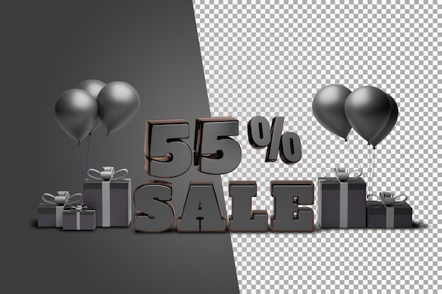 Beautiful 55 percent sale black friday 3d render isolated