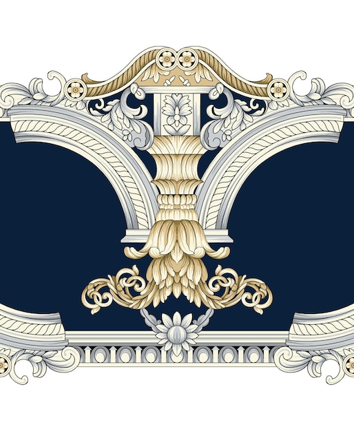 PSD beautiful abstract baroque ornament motif used to design textile fabric frame pattern interior