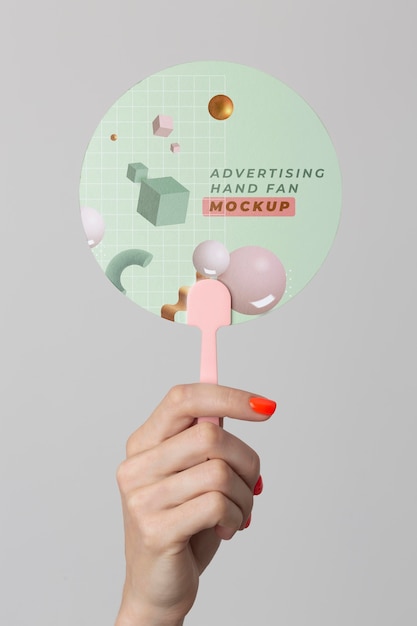 Beautiful advertising hand fan mockup