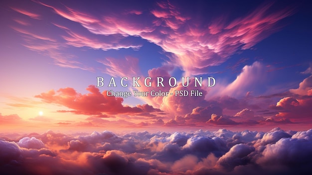 beautiful aerial view above the clouds at sunset