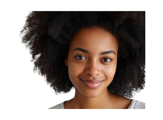 PSD beautiful african american girl with an afro hairstyle smiling