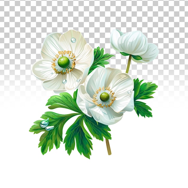 PSD beautiful anemone flower on transparent background