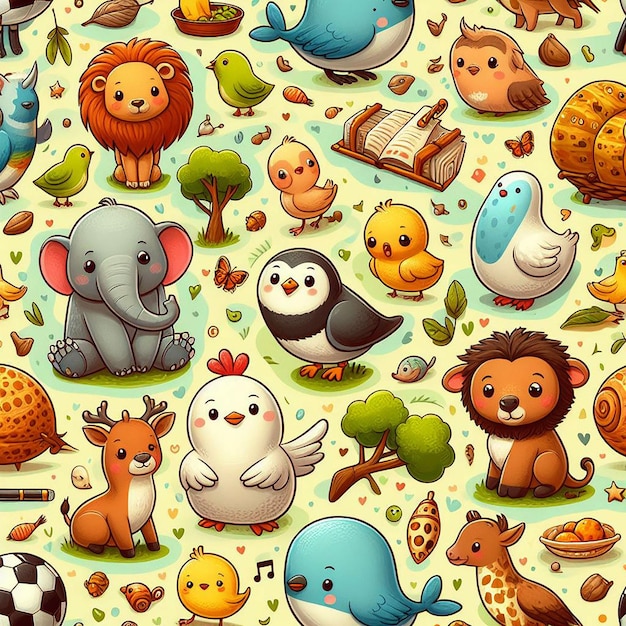 Beautiful animals seamless pattern