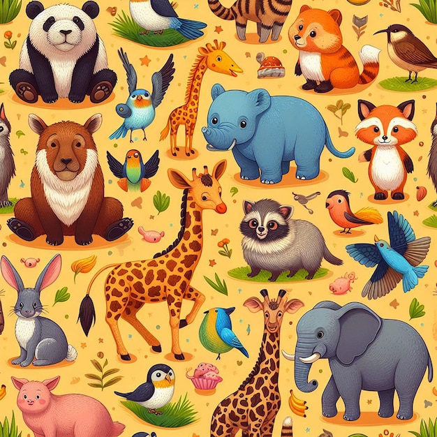 PSD beautiful animals seamless pattern