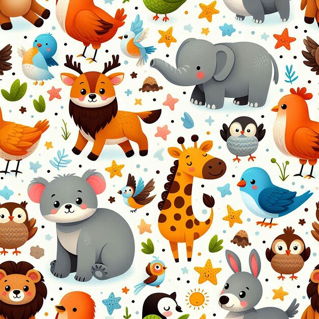 PSD beautiful animals seamless pattern