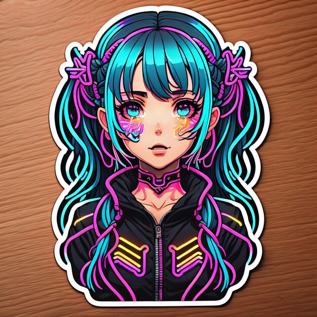 PSD beautiful anime girl in the picture for a sticker