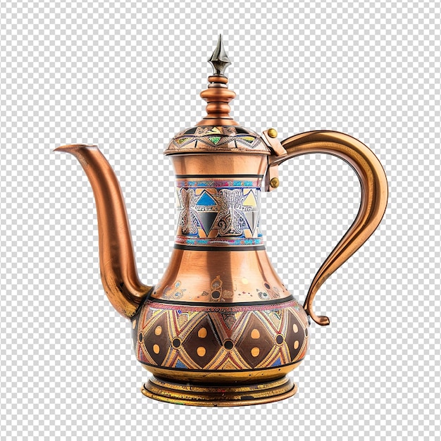 Beautiful arabic coffee pot isolated on transparent background