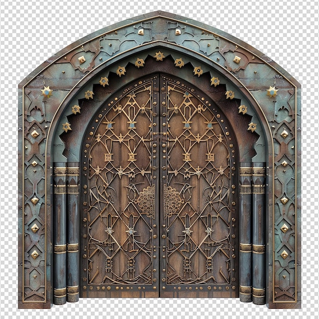 PSD beautiful arabic door isolated on transparent background