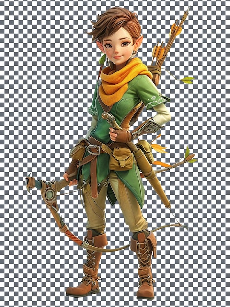 PSD beautiful archer isolated on transparent background