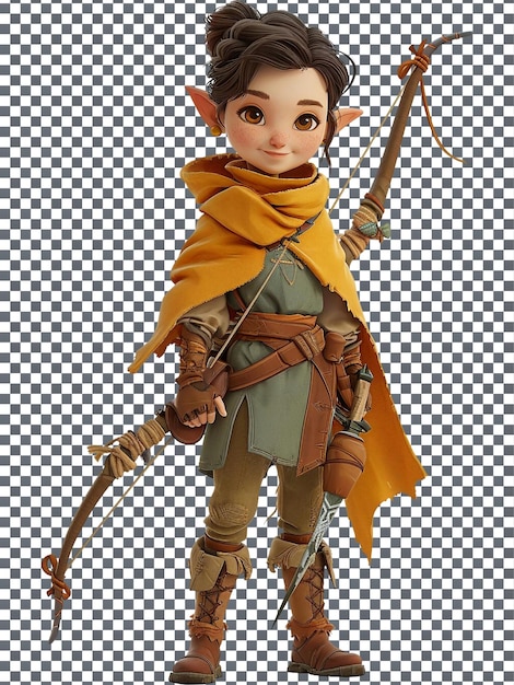 PSD beautiful archer isolated on transparent background