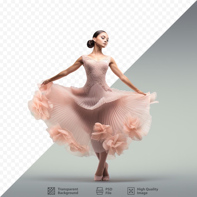 PSD beautiful asian ballet dancer on transparent background