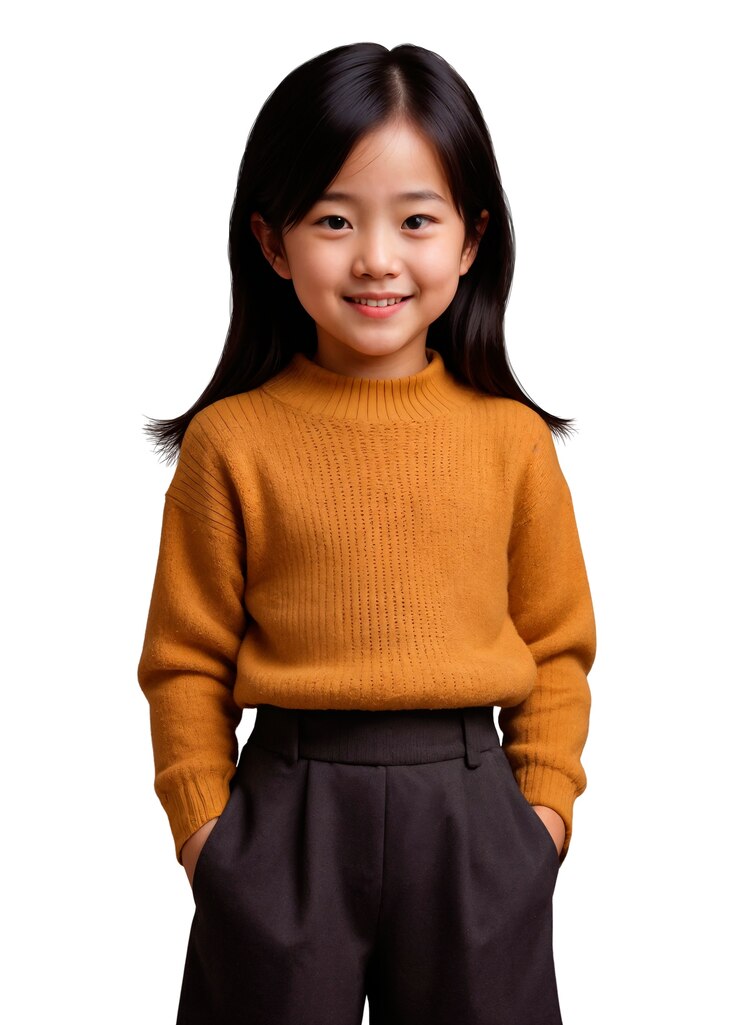 PSD 美しいアジアの子供がポーズをとっている