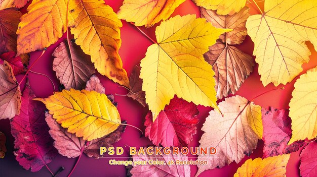 PSD beautiful autumn leaves with delicate sunset light