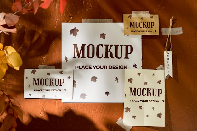 PSD bellissimo mock-up di moodboard autunnale