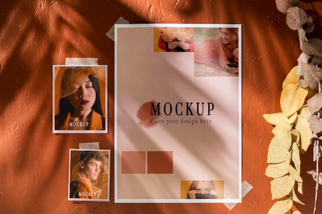 Bellissimo mock-up di moodboard autunnale