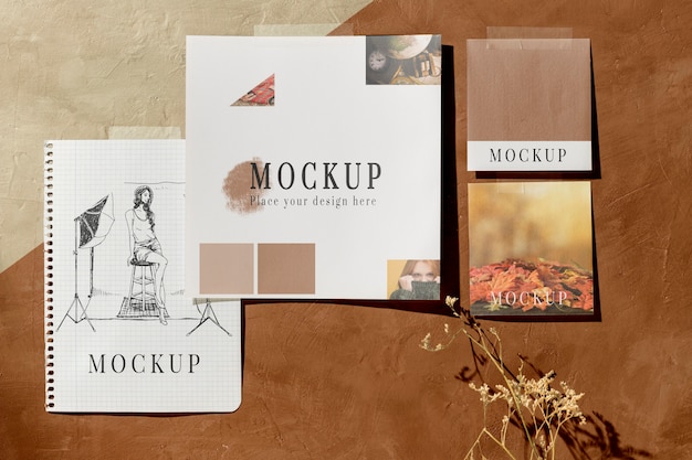 PSD beautiful autumn moodboard mock-up