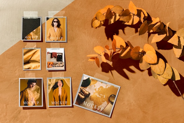 PSD beautiful autumn moodboard mock-up