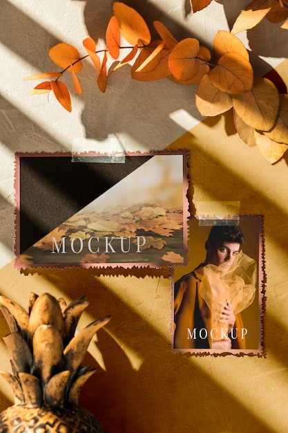 PSD beautiful autumn moodboard mock-up