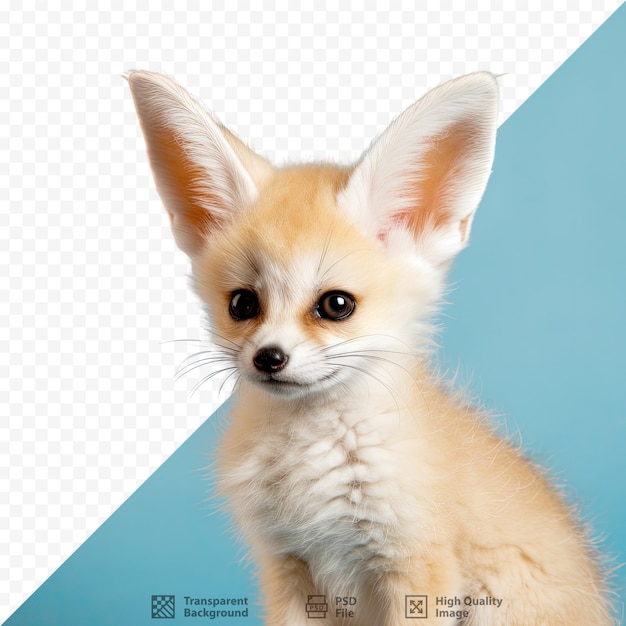 PSD beautiful baby fennec fox against transparent background