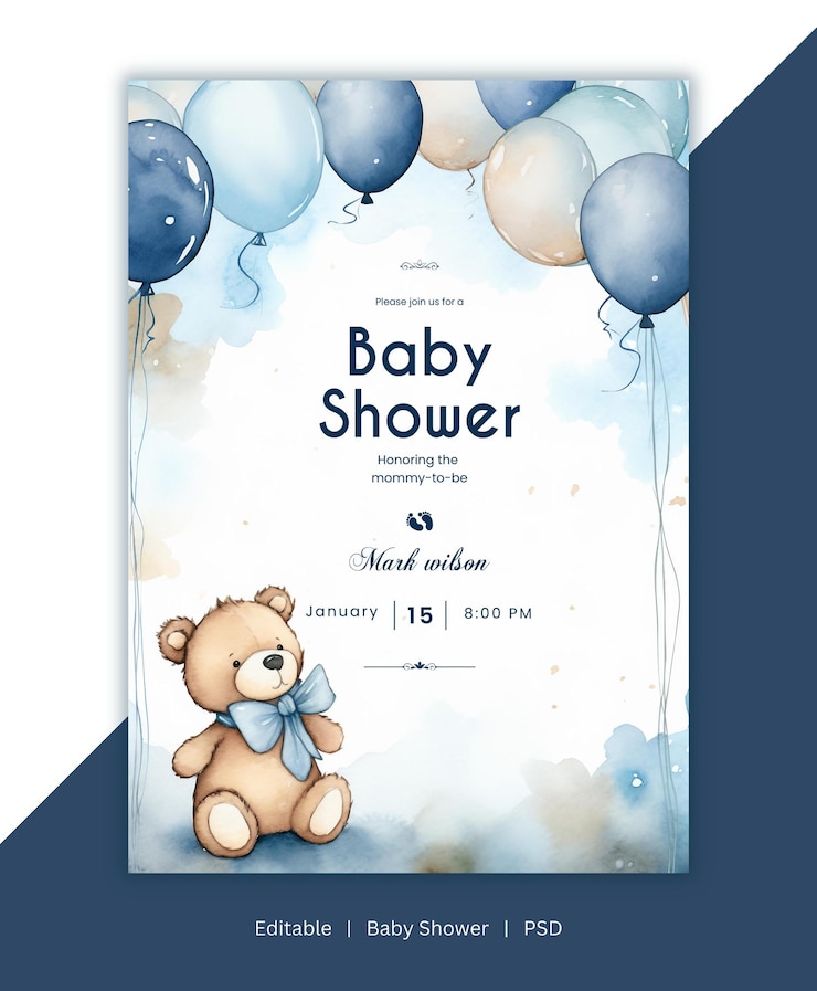 PSD beautiful baby shower template for baby shower celebration