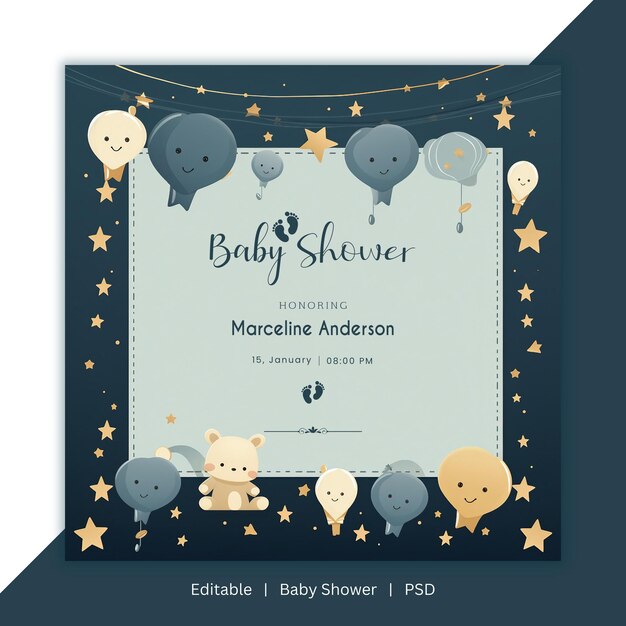 PSD beautiful baby shower template for baby shower celebration