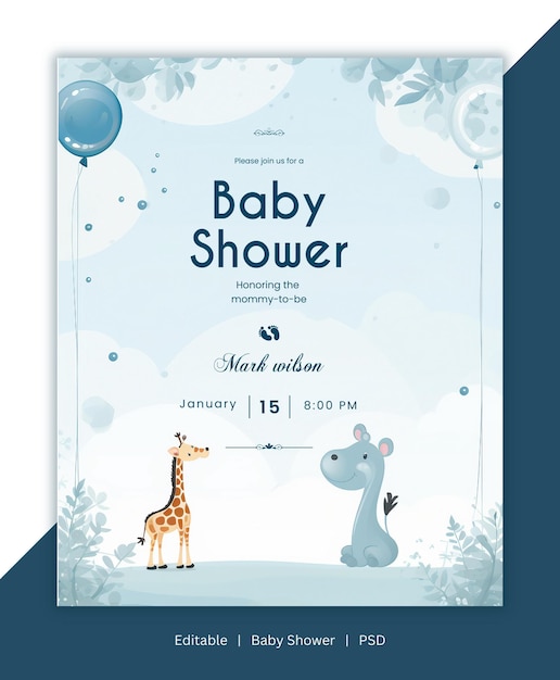 PSD beautiful baby shower template for baby shower celebration