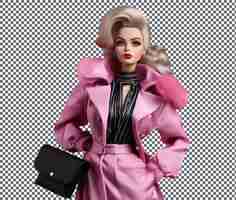 PSD beautiful barbie balenciaga isolated on transparent background