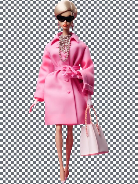 PSD beautiful barbie balenciaga isolated on transparent background