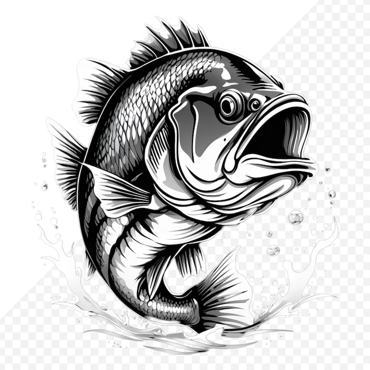 PSD a beautiful big bass fish cartoon for t shirt big bass fish t shirt design
