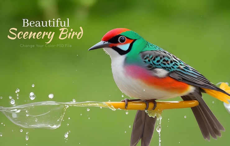 PSD beautiful bird scenery background