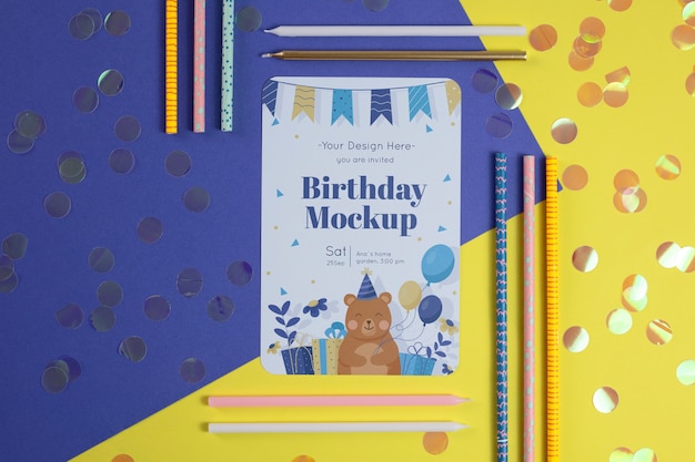 PSD beautiful birthday invitation mockup